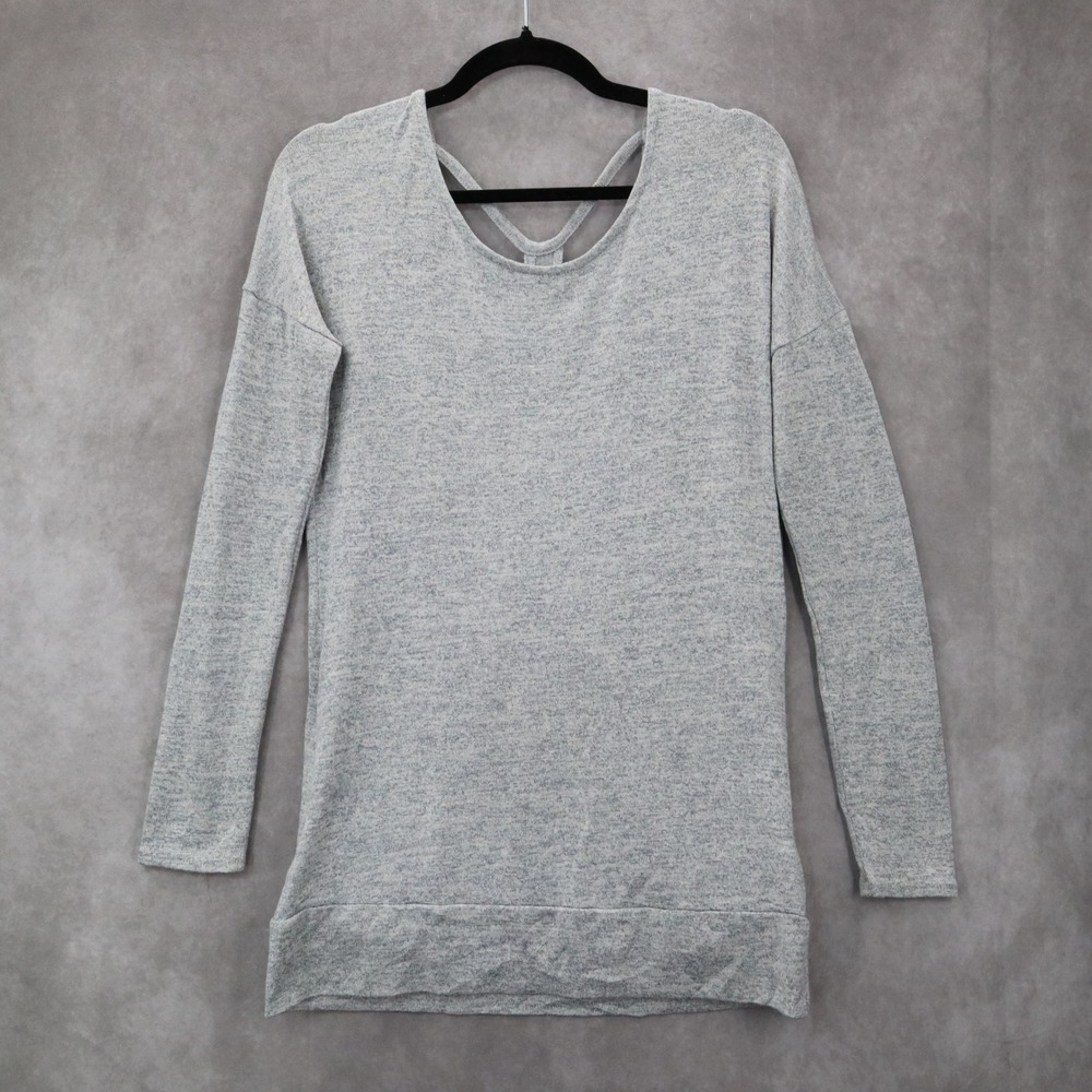 Athleta Gray Long Sleeve Knit Tunic Top Stretch Pullover Soft XS Extra Small